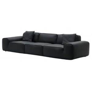 Modern Black Genuine Leather Modular Sofa