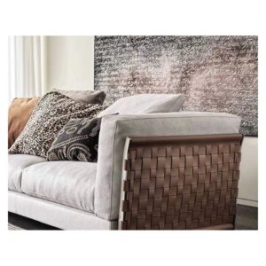 3-Seater Beige Polyester Fabric Couch