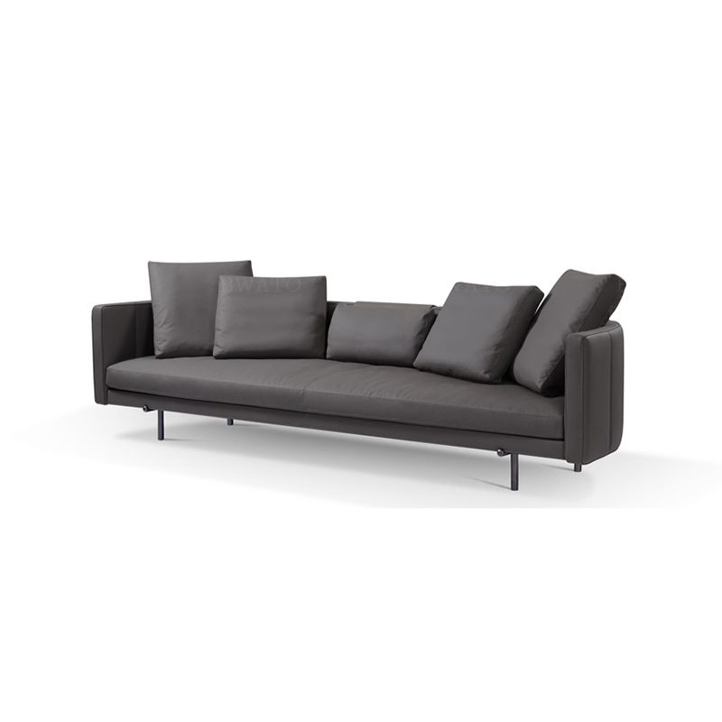 Grey Minimalist Leather Lounge Couch