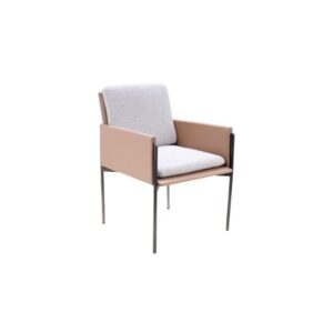 Modern Leather Linen Upholstered Dining Chair