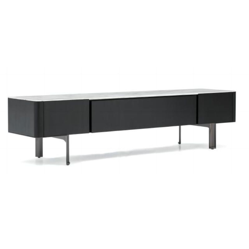 Marble Top Black TV Stand