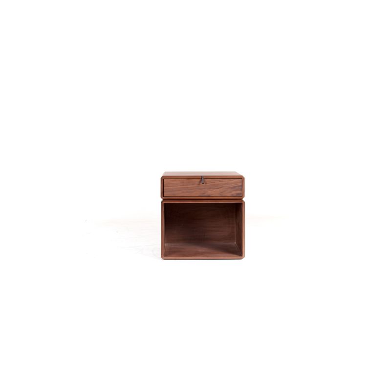 Wooden Cube Nightstand with Drawer