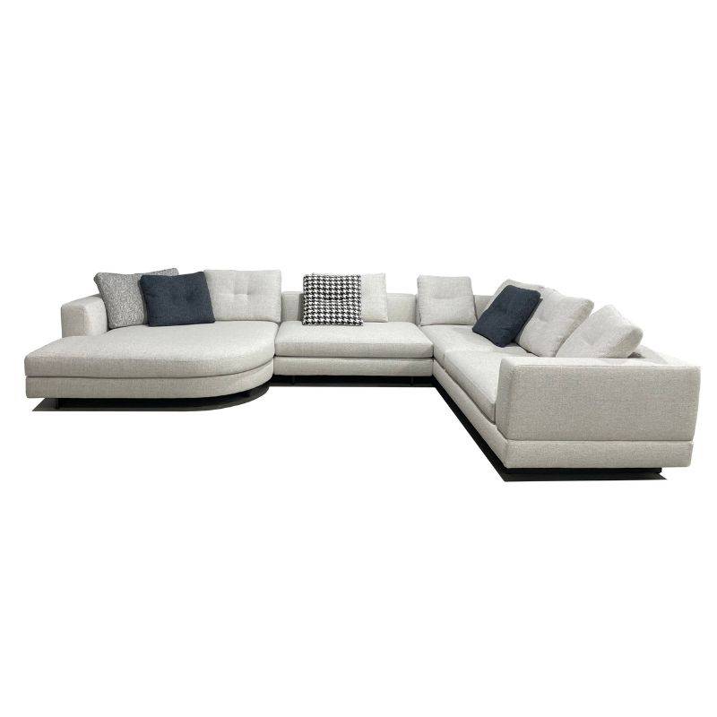 Large L-Shaped Sectional Sofa with Round Chaise