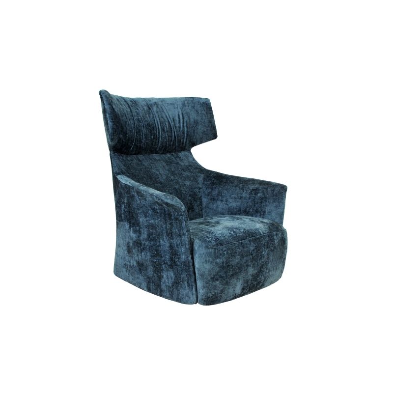 Blue Velvet High-Back Accent Armchair