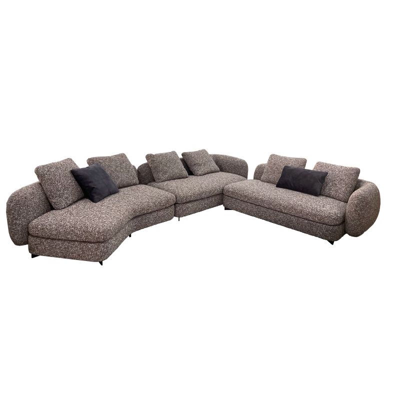 Brown Linen Modular L-Shaped Corner Lounge Sofa