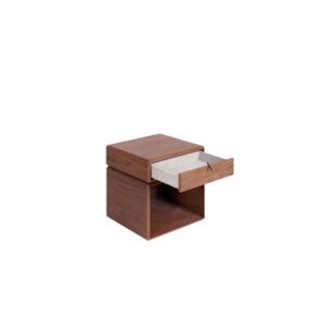 Wooden Cube Nightstand with Drawer