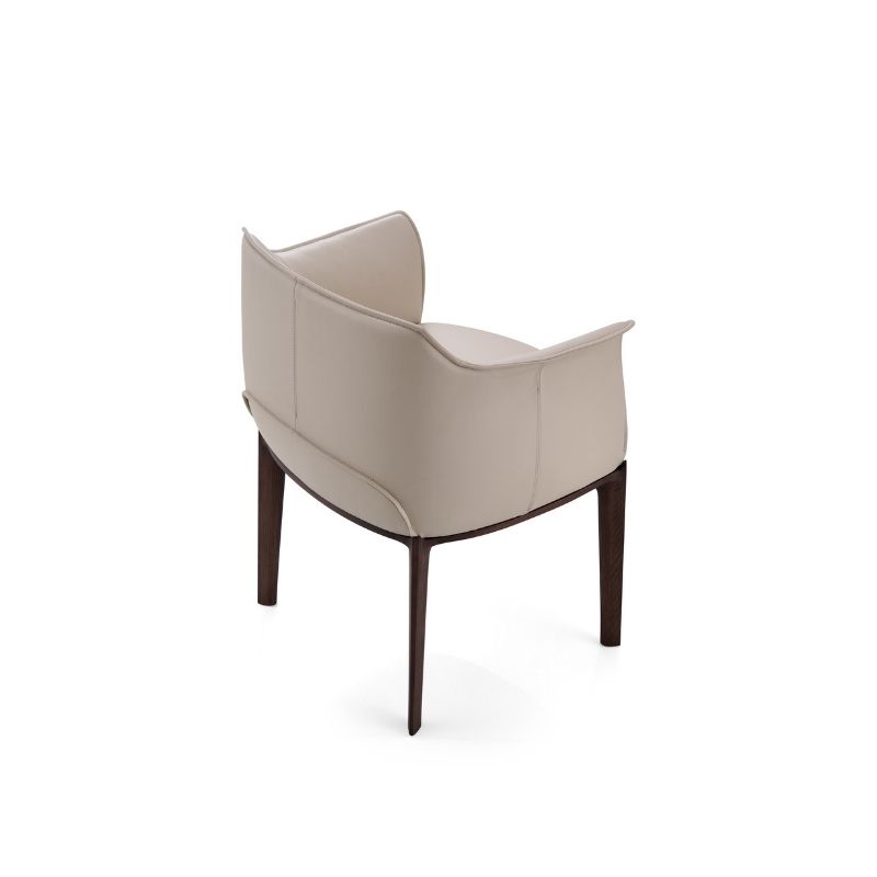 Modern Beige Faux Leather High-Leg Dining Chair