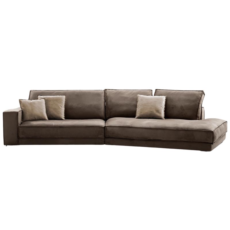 2-Piece Brown Fabric Curved Chaise Lounge Sectional