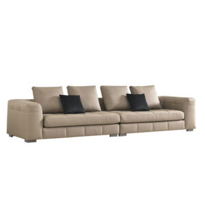 2-Piece Tufted Leather Tuxedo Couch