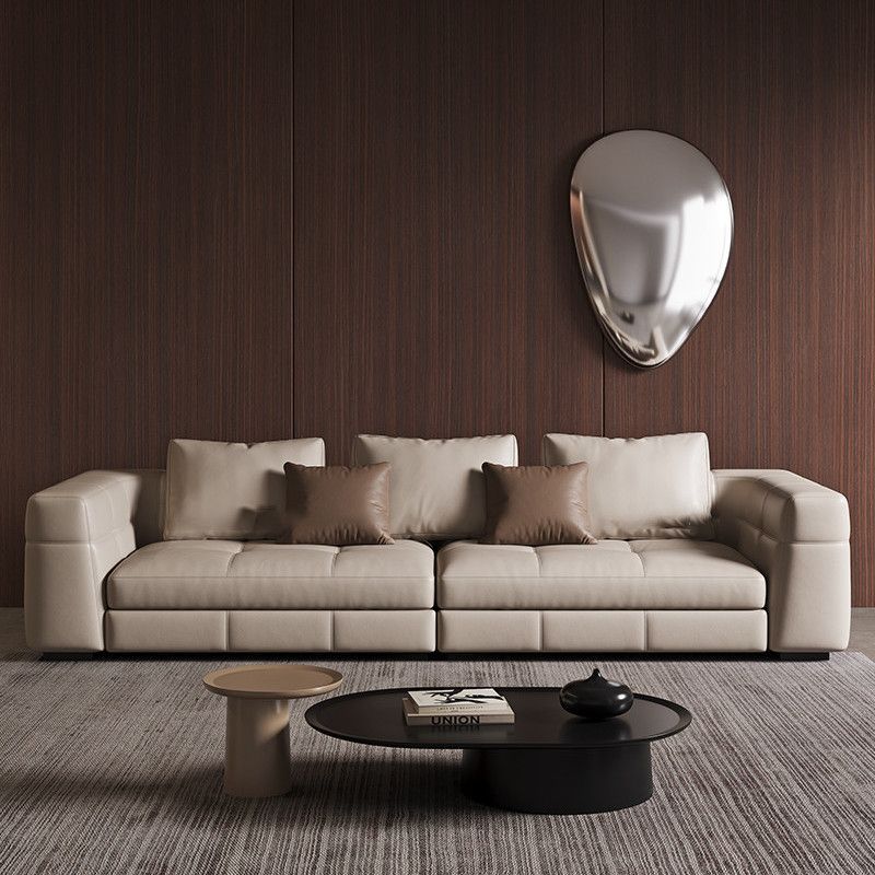 2-Piece Tufted Leather Tuxedo Couch