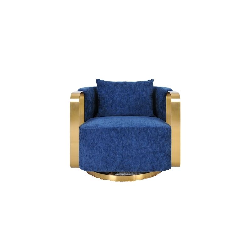 Blue Linen Swivel Armchair