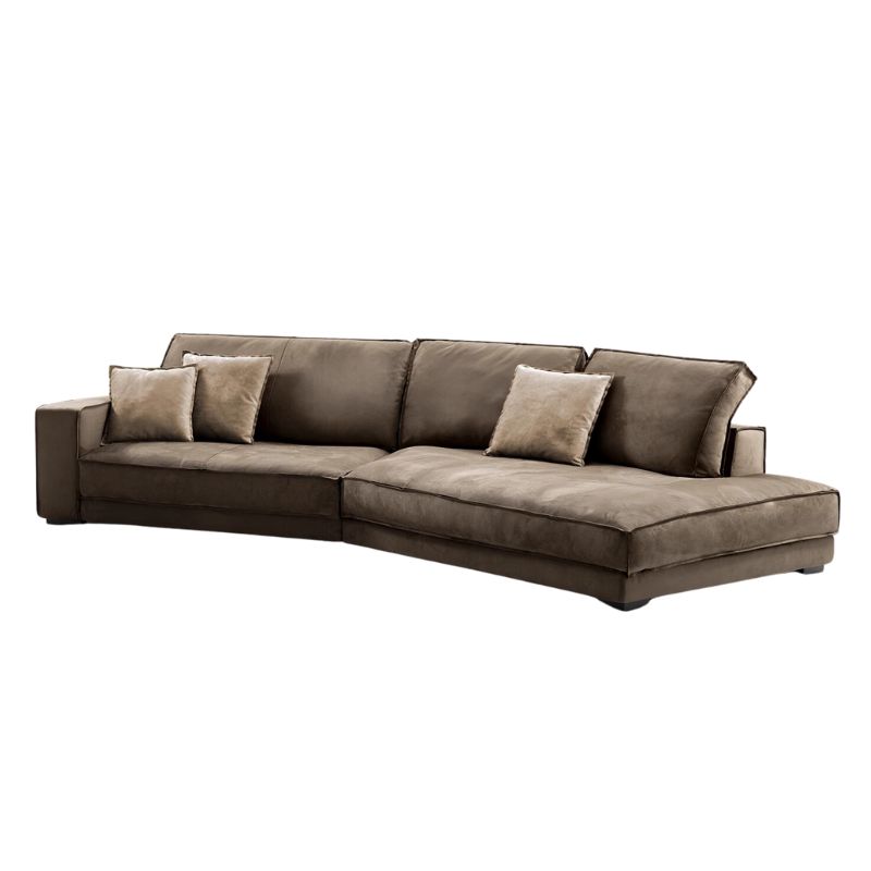 2-Piece Brown Fabric Curved Chaise Lounge Sectional