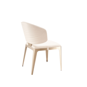 Beige Leather Upholstered Curved Back Chair