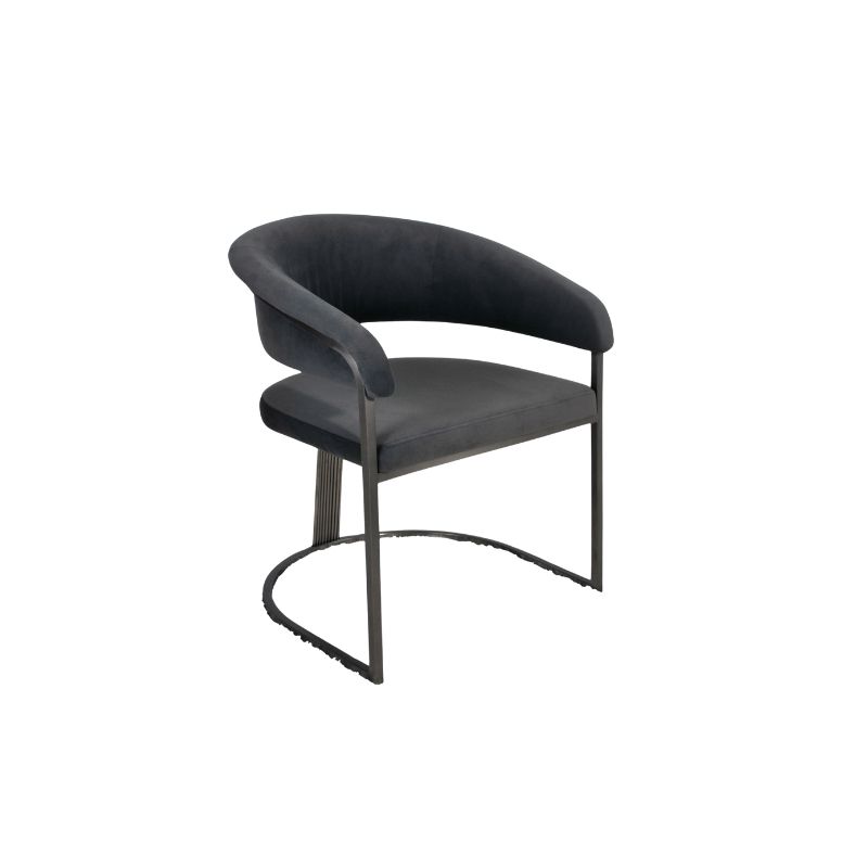 Black Velvet Round Back Spindle Chair