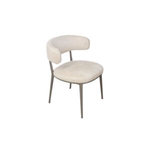 Beige Leather Round Back Dining Chair