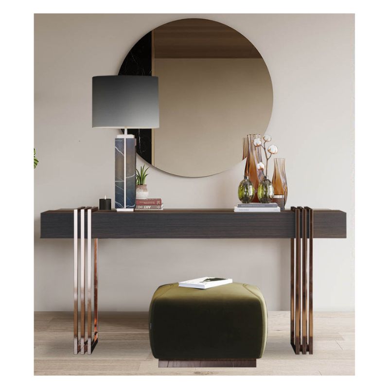 Wood Console Table with Metal Legs