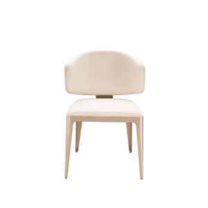 Beige Leather Upholstered Curved Back Chair