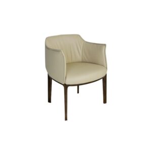 Modern Beige Faux Leather High-Leg Dining Chair