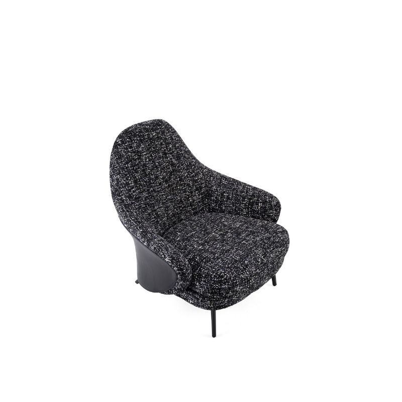 Black Linen Curved Wingback Lounge Armchair