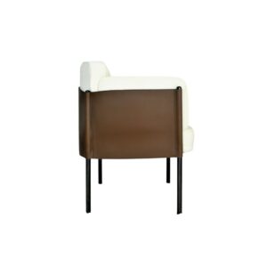 White Fabric Upholstered Dining Armchair