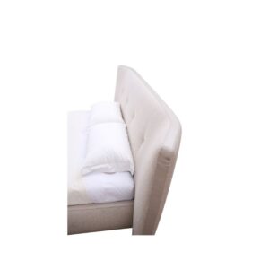 Beige Upholstered Fabric King Bed