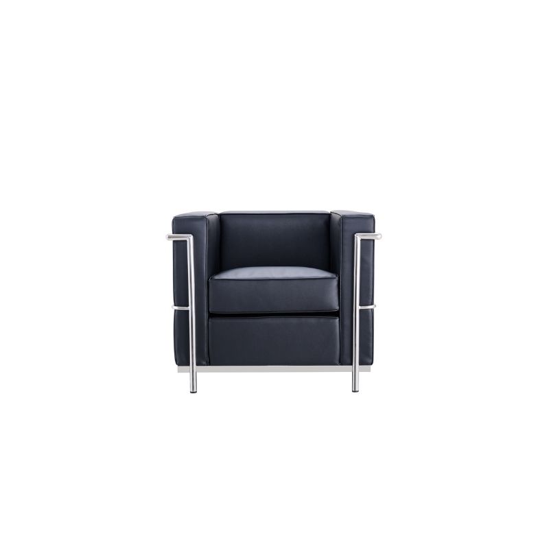 Black Leather Cube Lounge Armchair