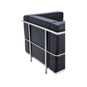 Black Leather Cube Lounge Armchair