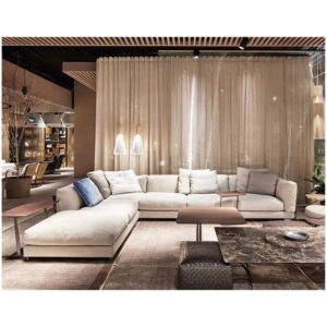 3-Seater Beige Polyester Fabric Couch