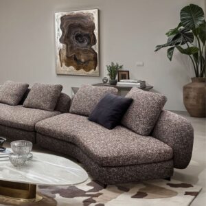 Brown Linen Modular L-Shaped Corner Lounge Sofa