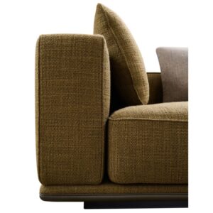 Camel Fabric Curved Sectional Sofa with End Table