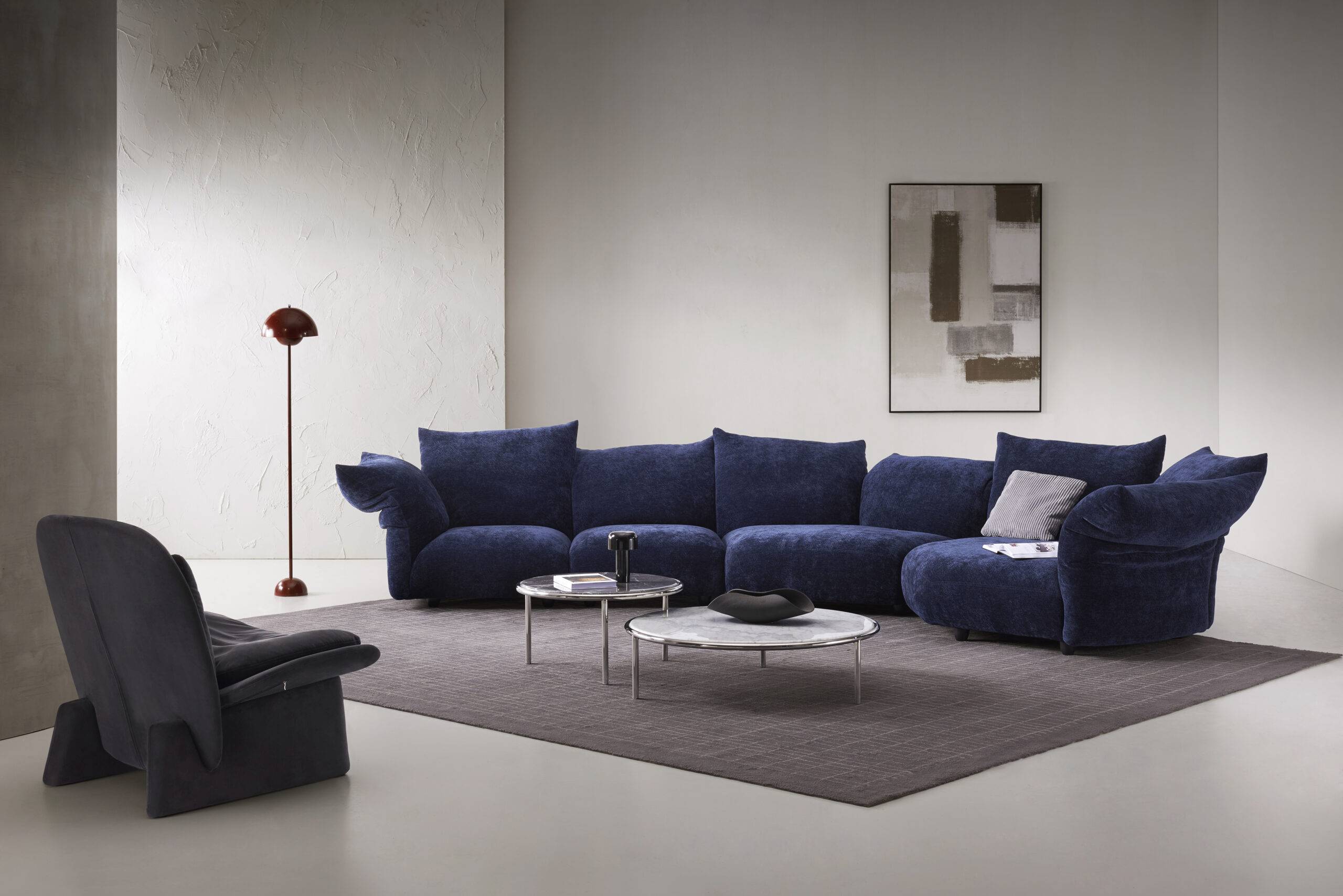 nanvy blue chenille modular sofa