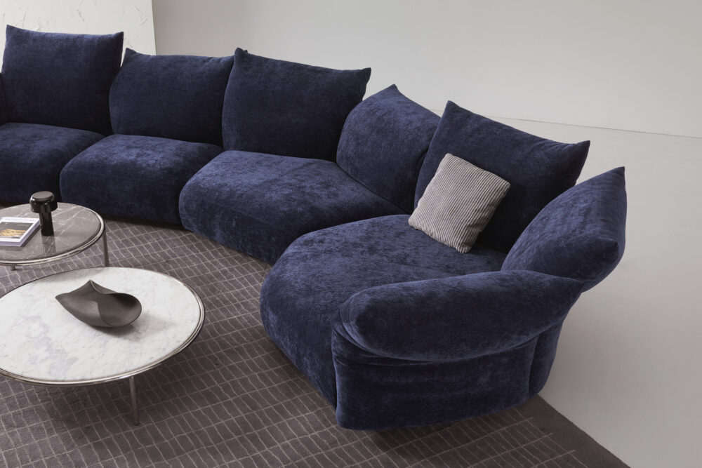 nanvy blue chenille modular sofa