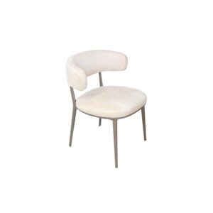 Beige Leather Round Back Dining Chair