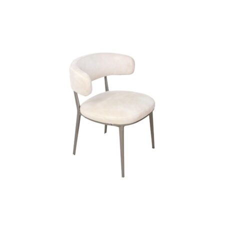 Beige Leather Round Back Dining Chair