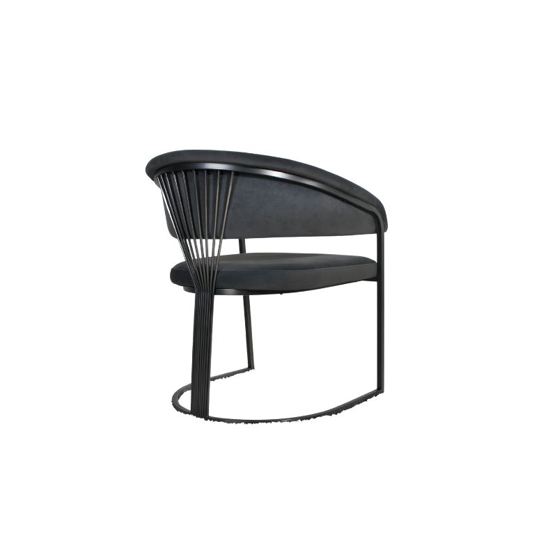 Black Velvet Round Back Spindle Chair