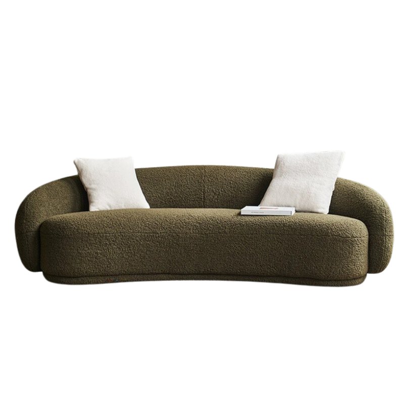 Modern Green Curved Boucle Couch