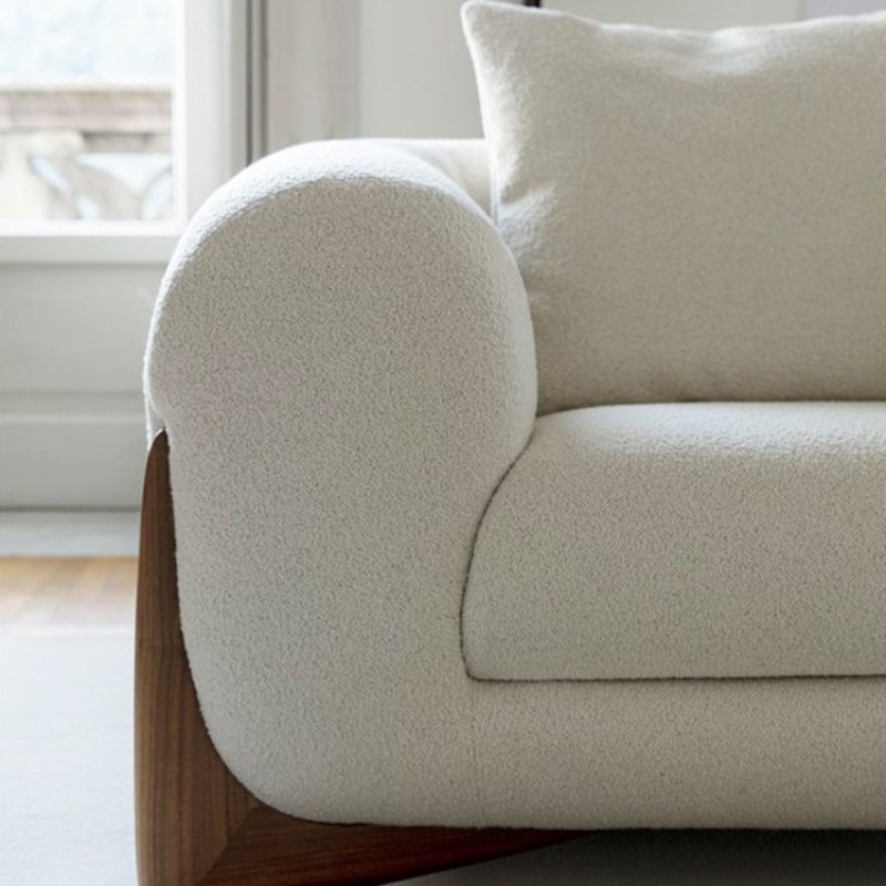 beige boucle sofa