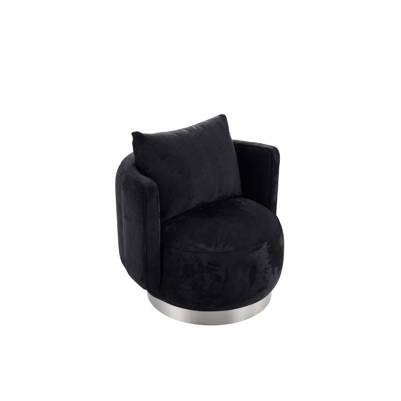 Black Velvet Round Swivel Armchair