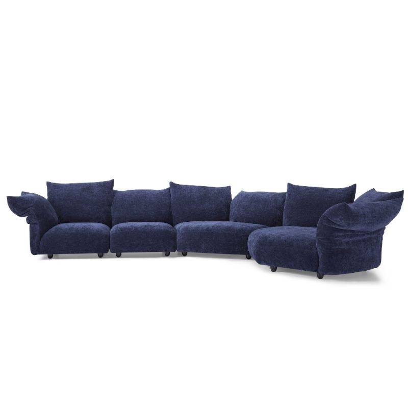 navy blue Chenille fabric modular sectional