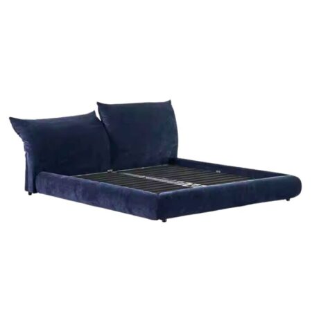 Navy Blue Upholstered Chenille Bed Frame