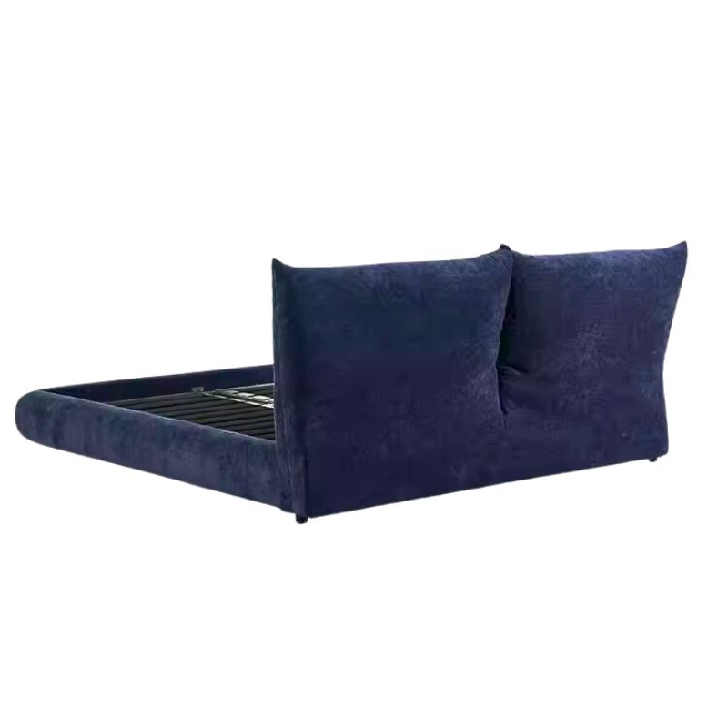 Navy Blue Upholstered Chenille Bed Frame