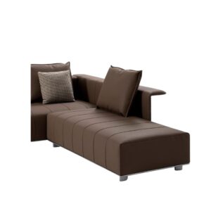 Luxury Genuine Leather L-Shaped Sectional with Side Tables