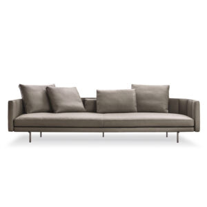 3-Seater Minimalist Brown Leather Lounge Sofa