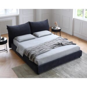 Navy Blue Upholstered Chenille Bed Frame