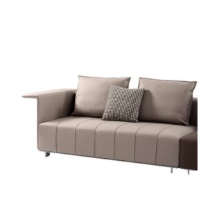 Luxury Genuine Leather L-Shaped Sectional with Side Tables