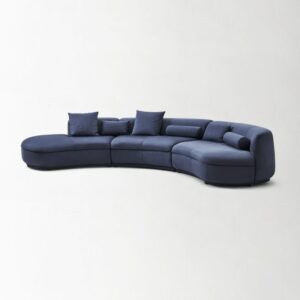 Blue Open End Curved Modular Couch