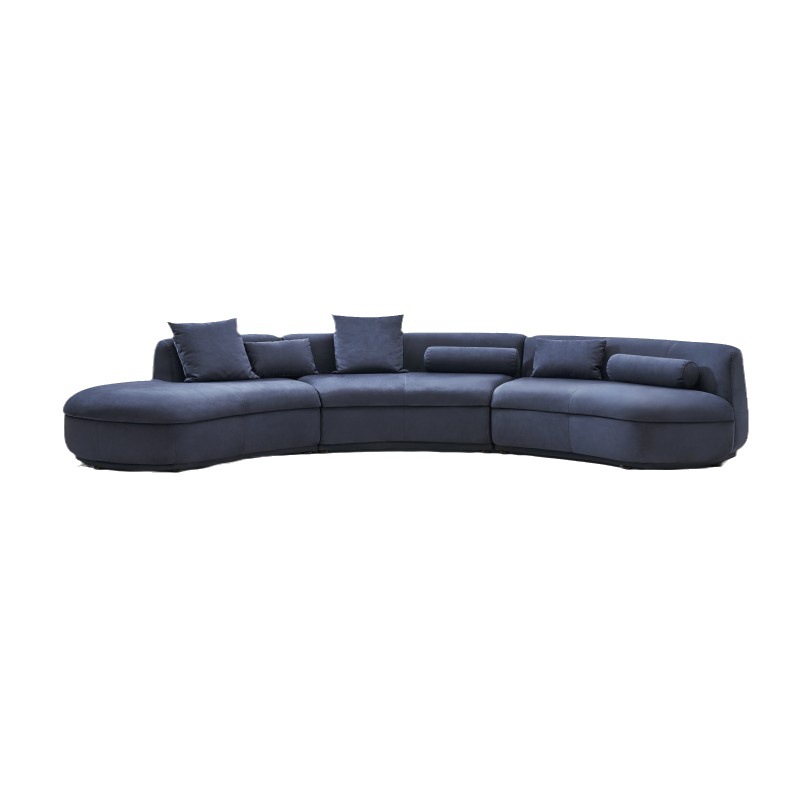 Blue Open End Curved Modular Couch