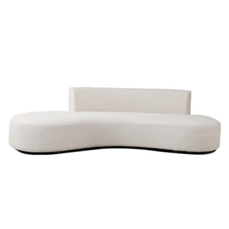 Curved Shape Cream Boucle Couch