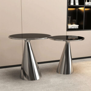 Silver Cone Shape Stainless Steel Side Table