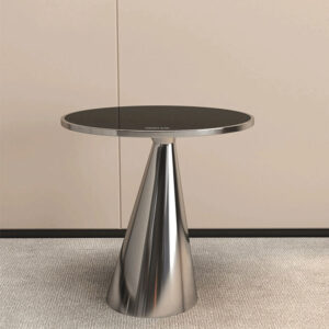 Silver Cone Shape Stainless Steel Side Table